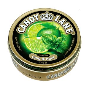 Карамел Карамель CANDY LANE Lime & mint ж/б 200 г 
Карамель леденцовая с натуральными ароматизаторами и натуральными красителями в жестяной банке со вкусом лайма и мяты.
Изготовитель: Россия.