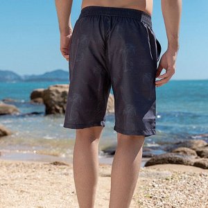 Мужские пляжные  быстросохнущие шорты с эластичным поясом, с принтом, быстросохнущие, черный