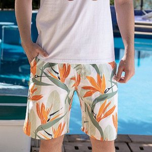 Мужские пляжные быстросохнущие  шорты с эластичным поясом, с принтом, быстросохнущие, белый