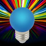Лампа цветная декоративная светодиодная. Форма &quot;шар&quot;, матовая. Цвет синий. LED-G45-1W-BLUE-E27-FR-С