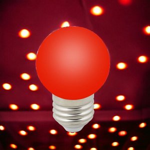 Лампа цветная декоративная светодиодная. Форма "шар", матовая. Цвет красный. LED-G45-1W/RED/E27/FR/С