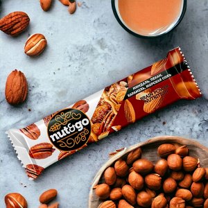 Батончик с МИНДАЛЁМ, ПЕКАНОМ, КАРАМЕЛЬЮ, МОРСКОЙ СОЛЬЮ «Nut&Go», 36 г