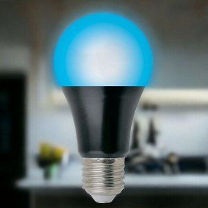 UNIEL Лампа светодиодная ультрафиолетовая для дискотек . Спектр UVA 410нм. LED-A60-9W/UVAD/E27/FR PLZ07BK