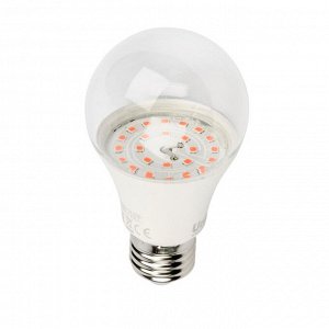 Фитолампа (лампа для растений светодиодная) LED-A60-9W/SP/E27/CL ALM01WH. прозрачная колба.