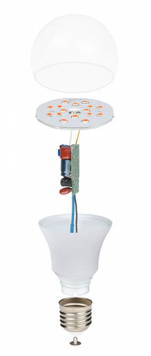 Фитолампа (лампа для растений светодиодная) LED-A60-9W/SP/E27/CL ALM01WH. прозрачная колба.