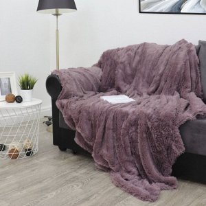Плед евро, 220х240 см, искусственный мех, 100% полиэстер, Buenas Noches, Длинный ворс, сиреневый