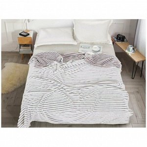Плед 1.5-спальный, 150х200 см, велсофт жаккард, 100% полиэстер, CL Home, Marmari Полоски, коричневый