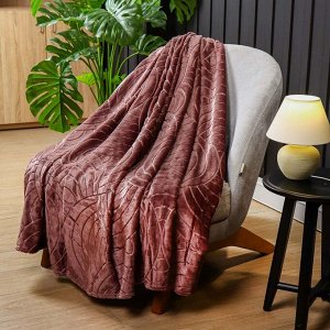 Плед 2-спальный, 180х200 см, велсофт жаккард, 100% полиэстер, CL Home, Aura, шоколад
