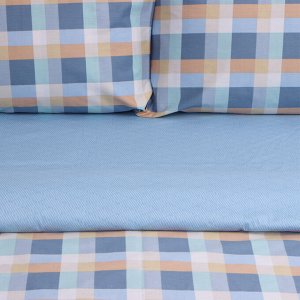 Постельное бельё LoveLife 2сп Square blue, 175х215см, 200х225см, 50х70см-2шт, сатин, хлопок 125г/м