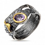 Серебряное кольцо с топазом белым и аметистом