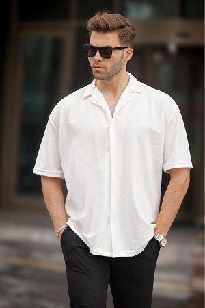 Белая мужская рубашка с коротким рукавом 6736