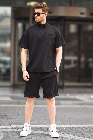 Комплект черных мужских шорт на молнии 5947