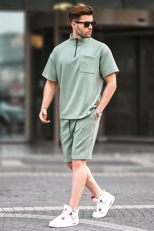 Комплект мужских шорт на молнии мятно-зеленого цвета 5947