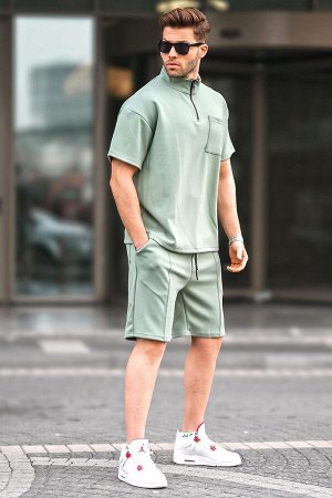 Комплект мужских шорт на молнии мятно-зеленого цвета 5947