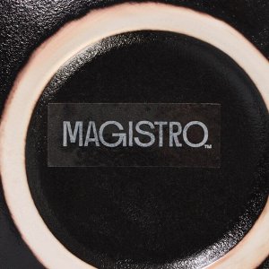 Миска фарфоровая на подставке из бамбука Magistro «Галактика», 1,2 л, 18x18x8,5 см, цвет чёрный