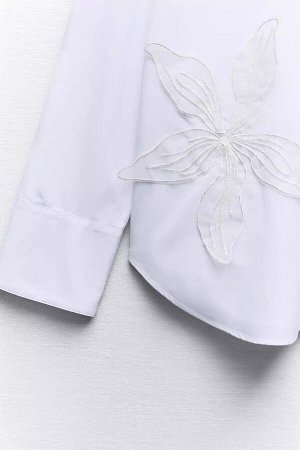 Женская белая рубашка с длинным рукавом