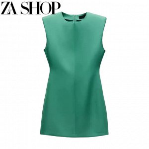 Женское зеленое платье без рукавов