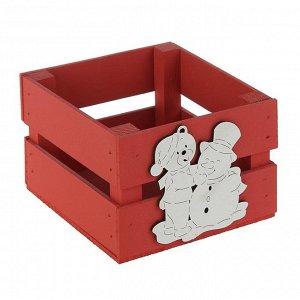 Ящик реечный «Мишка»,13 х 13 х 9 см, красный