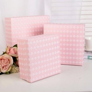 Набор коробок 3в1, розовый, 23,5 х 23,5 х 10,5 - 18 х 18 х 8 см
