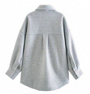 Рубашка-пальто утепленное свободного кроя, серый