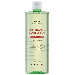 Нежная очищающая вода для снятия макияжа ShinCos.Lab AHA/BHA/PHA Centella 3% Sensitive Cleansing Water, 500мл