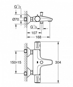 Термостат для ванны с душем GROHE GROHTHERM 800 34567000 (хром, L-16,8 H-0,1)