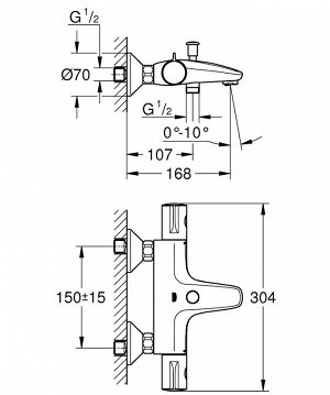 Термостат для ванны с душем GROHE GROHTHERM 800 34576000 (хром, L-16,8)