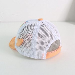 Детская сетчатая кепка, принт "дино", цвет белый/оранжевый