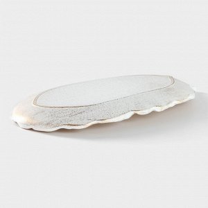 Блюдо для фруктов Доляна «Золотой лист», 30x18x2 см, белое