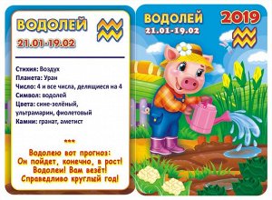 ДВОЙНОЙ карманный календарь 2019 с глиттером "Детский гороскоп №3" (водолей)