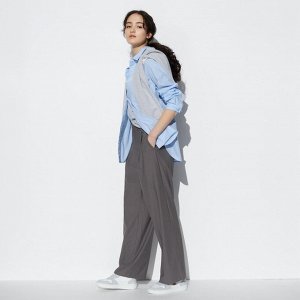 UNIQLO - ультраэластичные прямые широкие брюки AIRism (70-72см)  - 07 GRAY