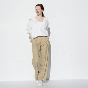 UNIQLO - ультраэластичные прямые широкие брюки AIRism (75-77см)  - 31 BEIGE