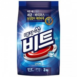 СМС порошок LION Korea Beat Автомат/ручная стирка 3кг мягкая упаковка