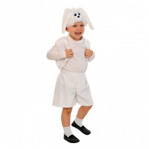 Карнавальный костюм "Зайчик белый" плюш,жил,шапка,шорты, рост 92-116 см  виды МИКС 00-3004