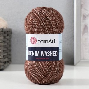 Пряжа для вязания спицами, крючком YarnArt, Denim Washed, 30% акрил, 70% хлопок, 130 м/50 г, (917 коричневый)