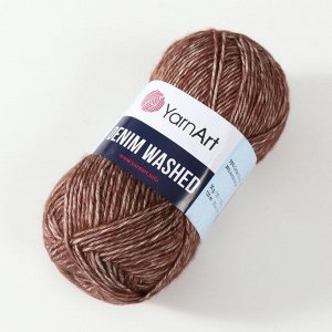 Пряжа для вязания спицами, крючком YarnArt, Denim Washed, 30% акрил, 70% хлопок, 130 м/50 г, (917 коричневый)