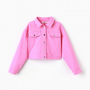 Рубашка для девочки джинсовая, укороченная KAFTAN 38 (146-152 см), цвет розовый