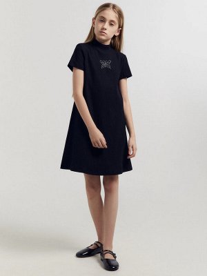 Платье для девочек в черном цвете с печатью