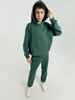 Комплект для мальчиков (анорак, брюки) зеленый с печатью