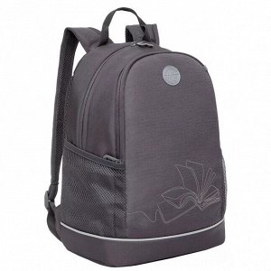 Рюкзак школьный с карманом для ноутбука 13", жесткой спинкой, двумя отделениями, для девочки, школьный, серый, книга