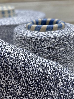 Пряжа для вязания 100 гр., Shormy 74% лен 26% хлопок 1950м100г Jeans blu (Синий меланж)