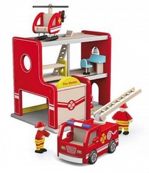 VG50828 Гараж"Пожарная служба"(1 машина,вертолет,2 фигурки)в коробке