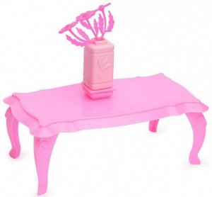 С-1395 Журнальный столик с цветами для куклы.Розовые