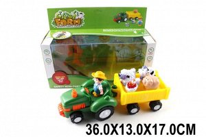 2013 Игр.н-р"Ферма"(трактор с прицепом,фиг.фермера,4 фиг.животных