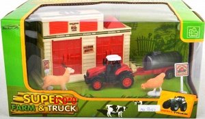 77052 Набор "Ферма" в коробке в н-ре: дом,трактор с прицепом,живот