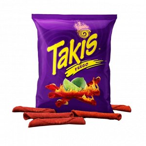 Хрустящие чипсы Огненный чили и лайм TAKIS Fuego Острые  100 гр