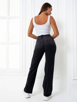 Женские прямые джинсы с разрезами черный