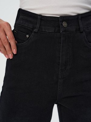 Женские прямые джинсы с высокой посадкой черный