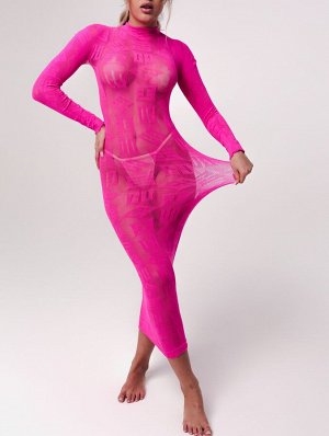 Платье сетка розовая фуксия