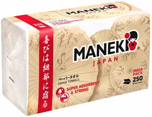 Полотенца бумажные листовые однослойные V-сложения (225х215мм) Maneki KABI, белые, 250 шт./упак